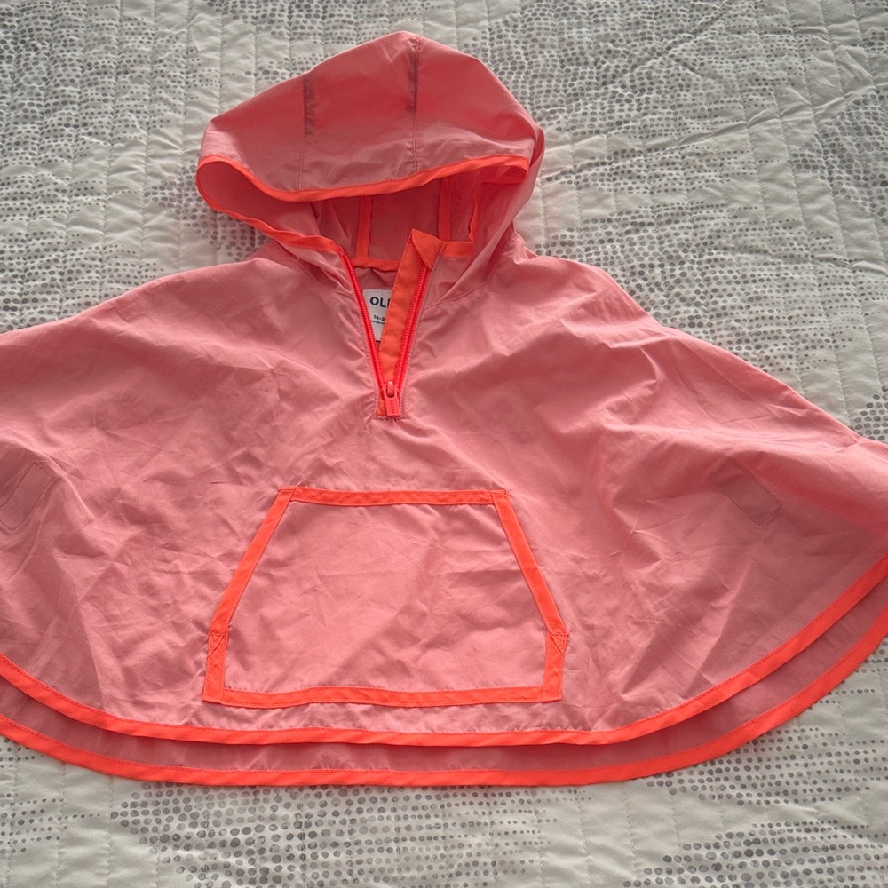 Old Navy Pink Kids toddler Rain Cape with Hood poncho rain jacket